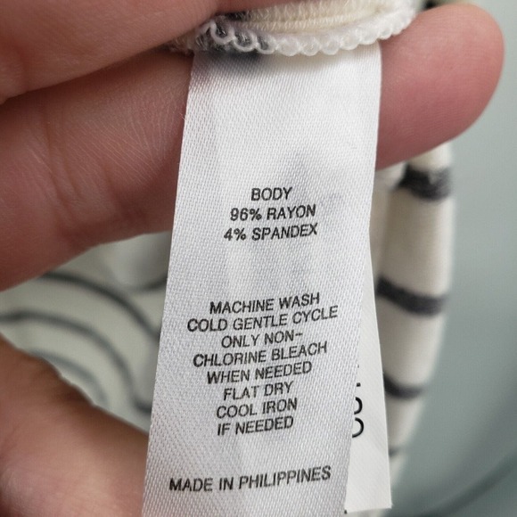 Market & Spruce 1x Striped Knit Top Womens Plus Long Sleeve Cream Black Tunic - Picture 5 of 11